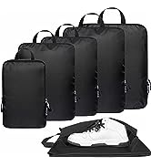 BAGAIL 6 Set Ultralight Compression Packing Cubes Packing Organizer with Shoe Bag for Travel Acce...