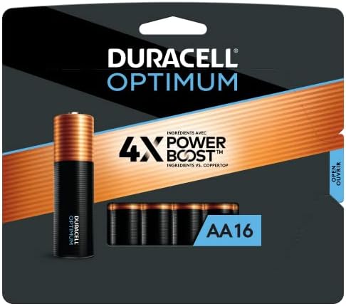 DURACELL Optimum AA Batteries with Power Boost Ingredients, 16 Count Pack Double A Battery with Long-Lasting Power, All-Purpose Alkaline AA Battery for Household and Office Devices