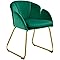 Yaheetech Flower Shape Velvet Armchair, Modern Side Chair Vanity Chair with Golden Metal Legs for Living Room/Dressing Room/Bedroom/Home Office/Kitchen, Green