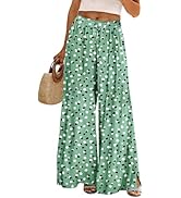 YESNO Women Summer Boho Palazzo Pants 2024 High Waist Wide Leg Floral Casual Cotton Lounge Trouse...