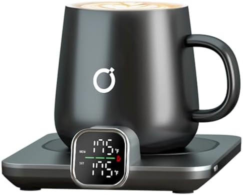 ikago Smart Heated Coffee Mug Warmer & Mug Set - Heated Mug Warmer with Auto Shut Off, 1°F Precise Temperature Control Mug Warmer, Electric Coffee Mug Warmer for Desk, Birthday Gifts for Women and Men