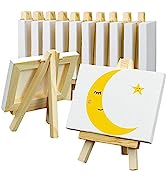 FIXSMITH 3x4 Inch Mini Stretched Canvas Easel Set- Bulk Pack of 12,Set Contains 12 Mini Rectangle...
