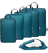 BAGAIL 6 Set Ultralight Compression Packing Cubes Packing Organizer with Shoe Bag for Travel Acce...