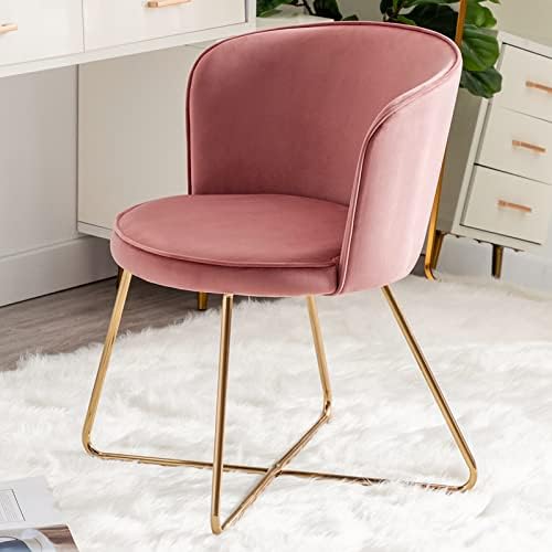 DUHOME Accent Chair Vanity Chair Home OfficeMid-Century Modern Upholstered Leisure Club Dining Chairs Velvet Cushion for Living Room Bedroom Reception Area Pink 1pcs