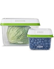Rubbermaid FreshWorks Saver, Medium and Large Produce Storage Containers, 4-Piece Set, Clear