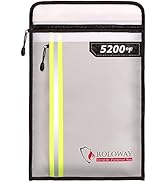 ROLOWAY Fireproof Document Bag (15.5 x 11.5 inch) with 2 Pockets and 5200℉ Aluminum Foil Layer, F...