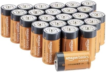 Amazon Basics 24-Pack C Cell Alkaline All-Purpose Batteries, 1.5 Volt, 5-Year Shelf Life