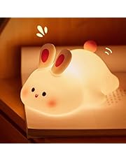 OMIPAWZ Bunny Night Light for Kids, Rechargeable Portable LED Silicone Cute Rabbit Nursery Nightlight for Bedroom Decor