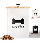 Dog Food Container 5-10 lb - 25 Cups Airtight Dog Food Storage Container with Bamboo Lid - Metal ...