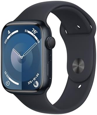 Apple Watch Series 9 [GPS 45mm] Smartwatch with Midnight Aluminum Case with Midnight Sport Band S/M. Fitness Tracker, ECG Apps, Always-On Retina Display, Water Resistant