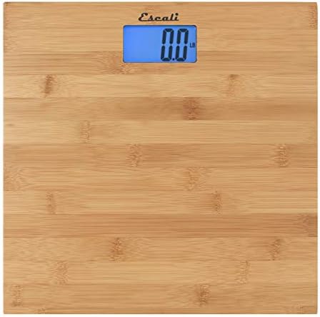 Escali Bamboo Digital Electronic Bathroom Scale for Body Weight, Bath Scale with Extra-High Capacity of 440 lb, Batteries Included