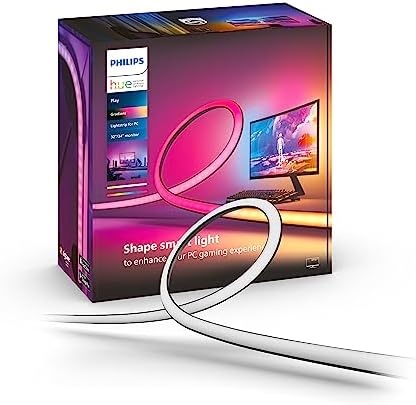 Philips Hue Play Gradient Lightstrip for PC Monitors - White & Color Light (Hue Bridge Required), Compatible with Alexa & Google Assistant – A Certified for Humans Device, 32/34-Inch