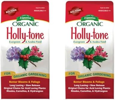 Espoma Organic Holly-Tone 4-3-4 Evergreen & Azalea Plant Food; 4lb. Bag; The Original & Best Organic Fertilizer for All Acid Loving Plants Including Azaleas, Rhododendrons & Hydrangeas; Pack of 2.