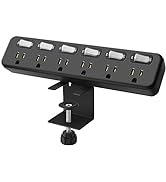 Desk Clamp Power Strip Individual Switches, JUNNUJ 6 Outlet 800J Surge Protector Clamp Outlet Des...