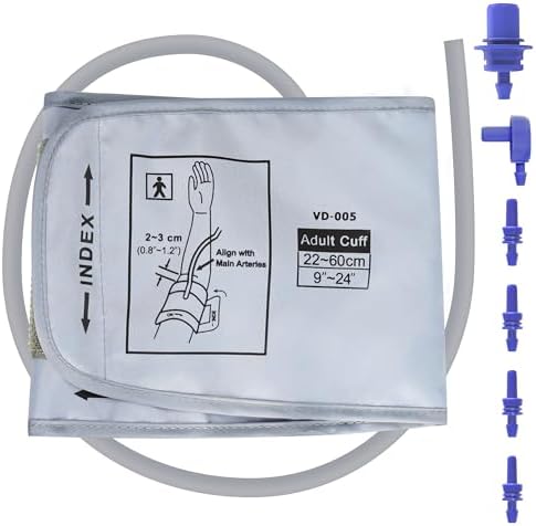 XXL Blood Pressure Cuff Compatible with Omron 9”-24” (22-60CM), Extra Large BP Replacement Cuff for Big Arms - Includes 6 Connectors