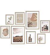 ArtbyHannah 8-Pack Neutral Gallery Wall Frame Set with Decorative Art Prints, Picture Frames for ...