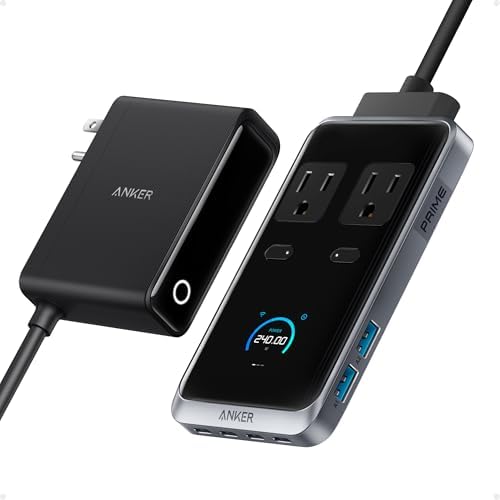 Anker Prime Charging Station, 240W 8-in-1 USB C Power Strip, 5 ft Detachable Extension Cord, 2 AC, 4 USB C, 2 USB A, for iPhone 15/14, Desktop Accessory for MacBook, Home, Office (Not for Travel)