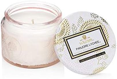 Voluspa Panjore Lychee, Petite Candle Jar, 3.2 Ounce, 25 Hour Burn Time, All Natural Wicks and Coconut Wax for Clean Burning, Vegan, Poured in the USA