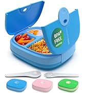 Umami Boîte à lunch pour enfants avec couverts,étanche,durable,style Bento,3 grands compartiments...