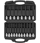 Reniteco 19-Piece 3/8 Inch Drive Extra Long Allen Hex Bit Socket Set, Standard SAE & Metric (1/8-...