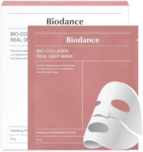 BIODANCE Bio-Collagen Real Deep Mask, Hydrating Overnight Hydrogel Mask, Pore Minimizing, Elasticity Improvement, 34g x4ea