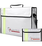 ROLOWAY Fireproof Document Bag with Reflective Strip, Large Fireproof Bag (15 x 12 x 5 inches), F...