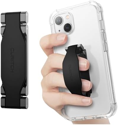 SURITCH Phone Grip Strap Finger Loop Holder for Back of Phone, 2-in-1 Soft Silicone Gripper Kickstand for iPhone Samsung and Most Cell Phone Cases, 3.15" Black