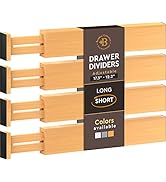 Adjustable Bamboo Drawer Dividers Organizers - Fits Standard Drawers Sized 12.2" Upto 17.3"- Expa...