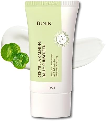 IUNIK Centella Calming Moisture Daily Sunscreen SPF 50+ PA++++ Matte & No White Cast Centella Asiatica Dry Oily Sensitive Vegan Korean Skincare