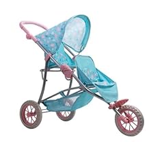 Adora Twin Jogger Baby Doll Stroller with Adjustable Sun Cover, Storage and Reclining Seats, Fits Most Dolls, Plush Toys an…