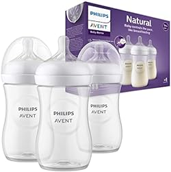 Philips Avent Natural Response Baby Bottle - 3 x 260ml Baby Milk Bottle for Newborns and Up, BPA Free, 1+ Mont