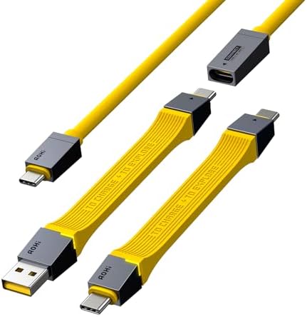 AOHI 240W 4 in 1 USB4 Cable Set for Thunderbolt 4 Cable, Support PD3.1 Type-C Fast Charging Cable,40 Gbps Data Transfer, 8K HD Display for iPhone 15/MacBook Pro/Laptop/Hub/Docking