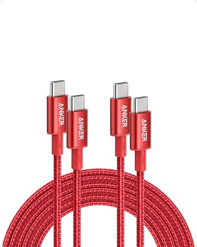 Anker USB C to USB C Cable (10FT, 2Pack), Type C 100W Charger Cord Fast Charging for iPhone 16 Series,MacBook Pro 2020,Pixel and More(USB 2.0,Red)