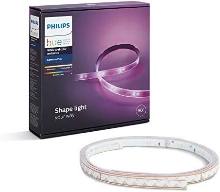 Philips Hue 800276 White and Color Ambiance LightStrip Plus Dimmable LED Smart Light (Requires Hue Hub, Works with Alexa, HomeKit & Google Assistant), 80 inch