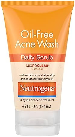 Neutrogena Oil-Free Acne Face Scrub, 2% Salicylic Acid Acne Treatment Medicine, Daily Face Wash to help Prevent Breakouts, Oil Free Exfoliating Facial Cleanser for Acne-Prone Skin, 4.2 fl. oz