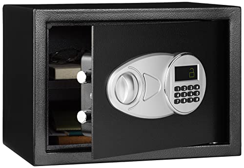 Amazon Basics Steel Security Safe and Lock Box with Electronic Keypad - Secure Cash, Jewelry, ID Documents, 0.5 Cubic Feet, B