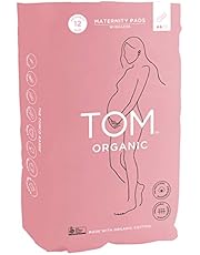 TOM Organic Maternity Pads with Certified Organic Cotton, Wingless and Elasticized, Postnatal - Pack of 12