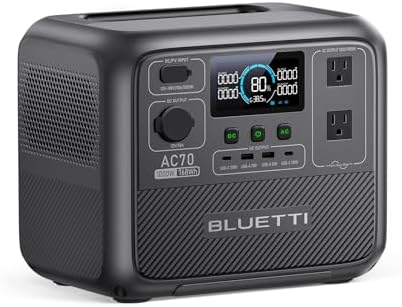 BLUETTI Portable Power Station AC70, 768Wh LiFePO4 Battery Backup w/ 2 1000W AC Outlets (Power Lifting 2000W), 100W Type-C, Solar Generator for Road Trip, Off-grid, Power Outage (Solar Panel Optional)