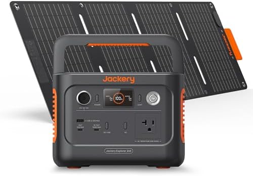 Jackery Solar Generator 240 v2 and 40W Mini Solar Panel 2024 New Version, 256Wh LiFePO4 Battery, 300W AC & 100W USB-C Output, Ultra Fast Solar Charging for Outdoors, Camping, Travel & Emergencies