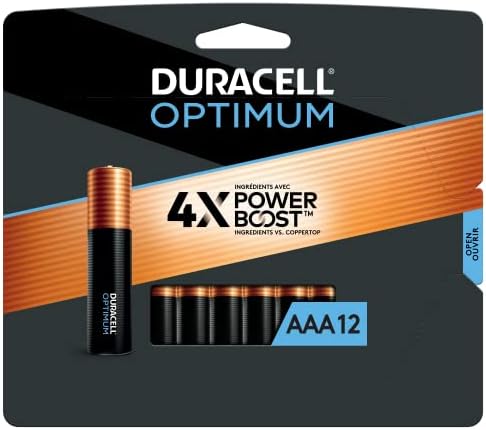 Duracell Optimum AAA Batteries with Power Boost Ingredients, 12 Count Pack with Long-lasting Power, All-Purpose Alkaline AAA Battery for Household and Office Devices