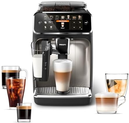 Philips 5400 Series Fully Automatic Espresso Machine - LatteGo Milk Frother, 12 Coffee Varieties, Intuitive Touch Display, Black, (EP5447/94)