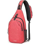 G4Free Sling Bag RFID Blocking Sling Backpack Crossbody Chest Bag Daypack for Hiking Travel(Red)