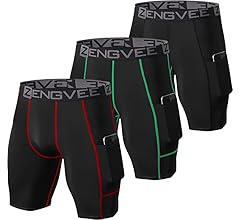 3 Pack Men's Compression Shorts Cool Dry Running Base Layer Shorts with Phone Pockets for Running,Training, Workout, Gym