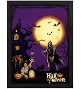 ArtbyHannah Lighted Halloween Wall Decor, Gothic Halloween Wall Art with Lights,Halloween Decorat...