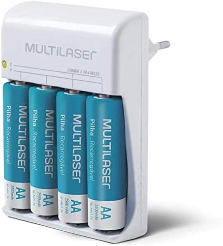 Carregador de Pilhas Multilaser AA/AAA + 4 Pilhas AA 2500Mah - CB054, turquoise