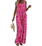 YESNO Women's Summer Casual Overalls Loose Wide Leg Jumpsuits Boho Floral Printed Baggy Rompers w...