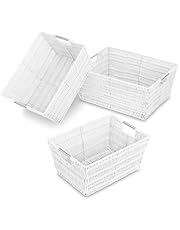 Whitmor Rattique Storage Baskets - White (3 Piece Set)