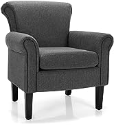 Giantex Modern Fabric Accent Chair, Comfy Living Room Chair w/Adjustable Foot Pads, Overstuffed B...