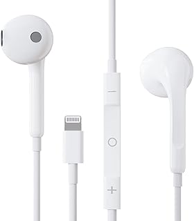 Apple Earbuds Lightning Headphones for iPhone, Apple Earphones Lightning [Apple MFi Certified] iPhone Earphones Wired, Hea...