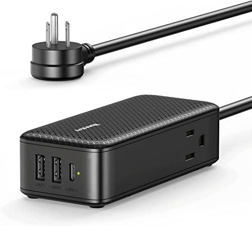 USB C Charging Station with 5 Ports,Huntkey 65W USB C Charger,Fast Charging Block Power Strip with 2 AC Outlet & 3 USB Ports,5FT Extension Cord for Multiple Devices Smartphones,Tablet,Laptop Computer